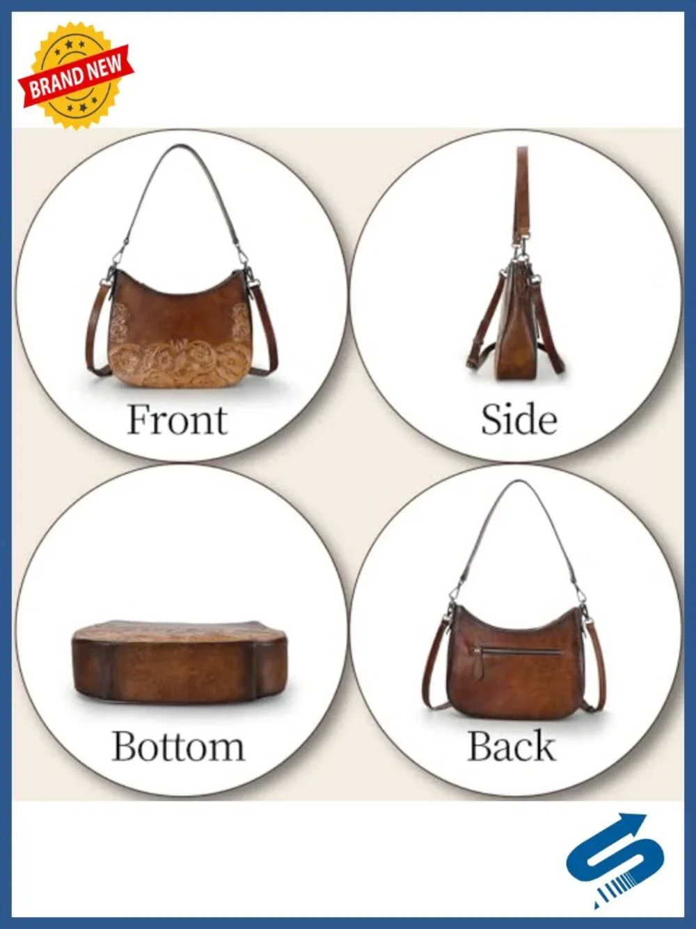 Genuine Leather Crossbody Satchel Handbag Top Handle Purse